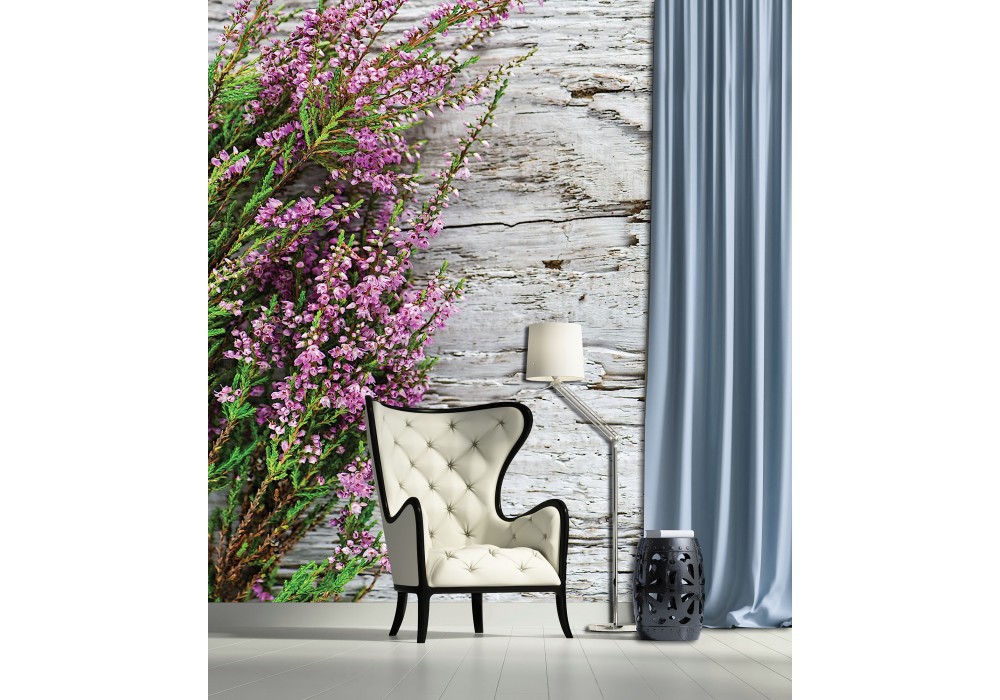 Флизелиновые фотообои красивые 206x275 см Лаванда на сером дереве (1637VEA)+клей