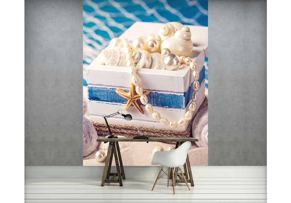 Флизелиновые 3Д фотообои для спальни 206x275 см Шкатулка с морскими сокровищами (1638VEA)+клей