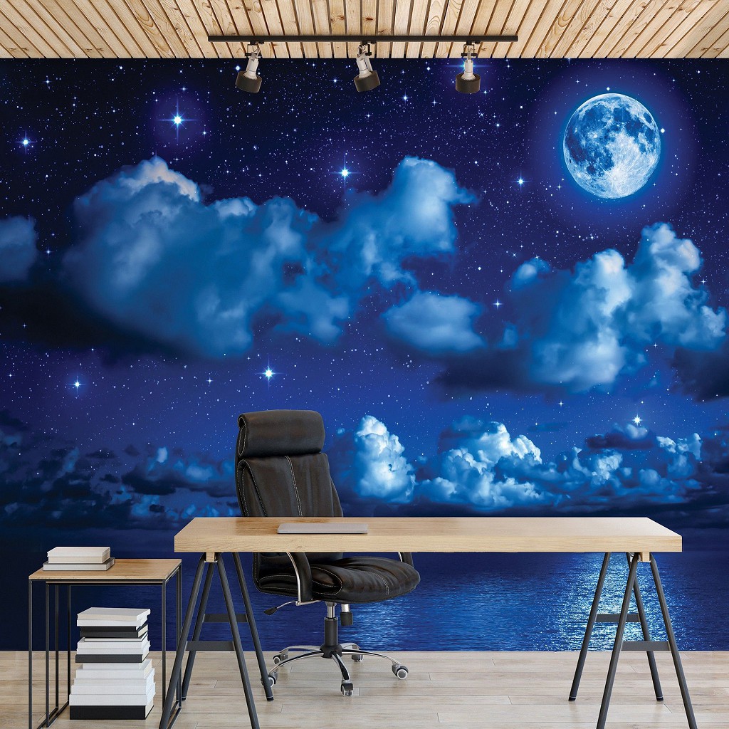 Флізелінові фотошпалери 254x184 см Зірки та хмари на нічному небі (1731V4)+клей