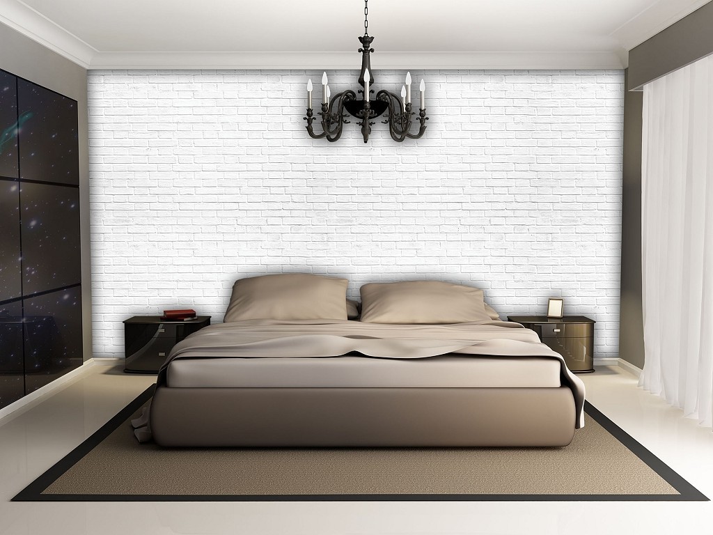 Флизелиновые фотообои на кухню 416x254 см Белая кирпичная стена (1782VEXXXL)+клей