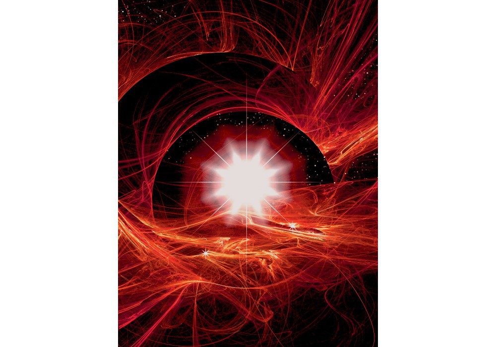 Флизелиновые фотообои космос на стену 184x254 см Красная абстрактная сверхновая звезда (179V4A)+клей