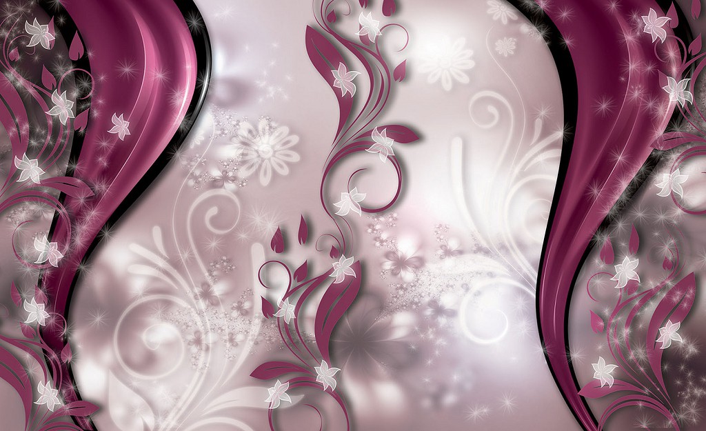 Флізелінові фотошпалери до спальні над ліжком 312x219 см Сучасний темно-рожевий декор (1828VEXXL)+клей