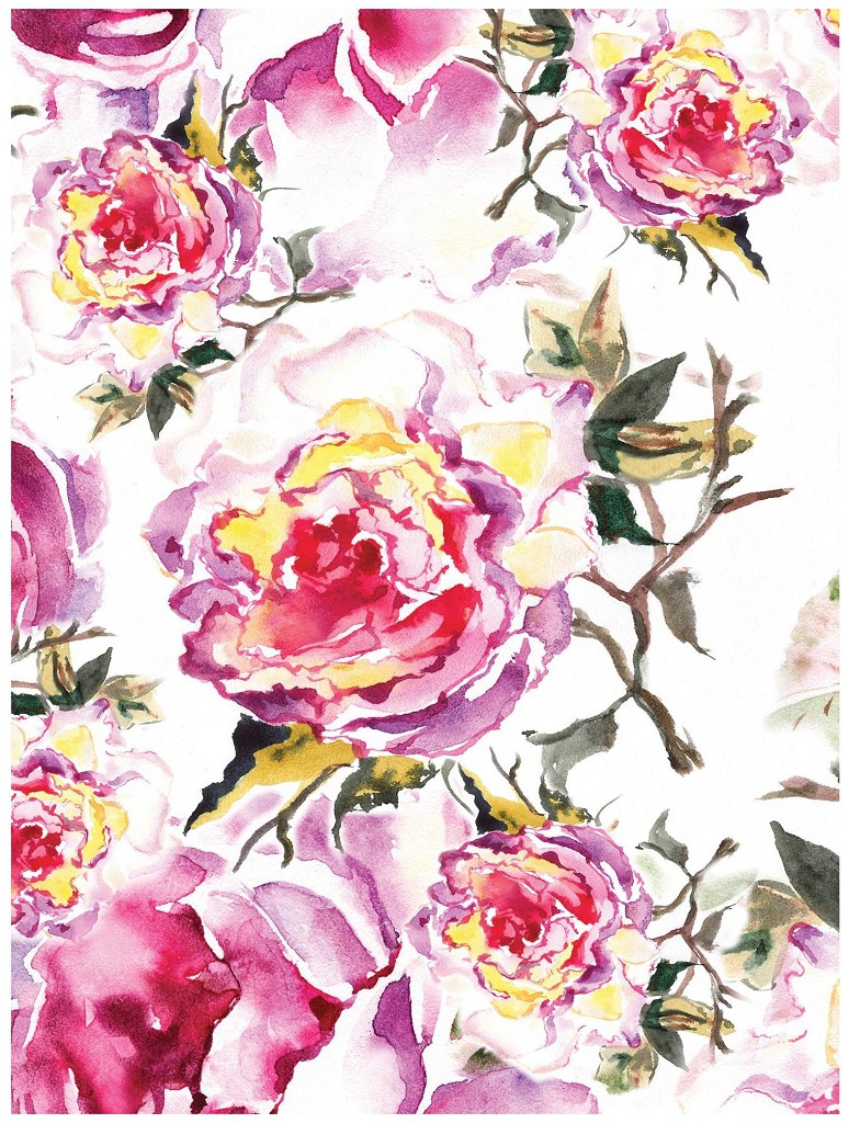Флизелиновые фотообои 184x254 см Акварельные цветы (185V4A) +клей