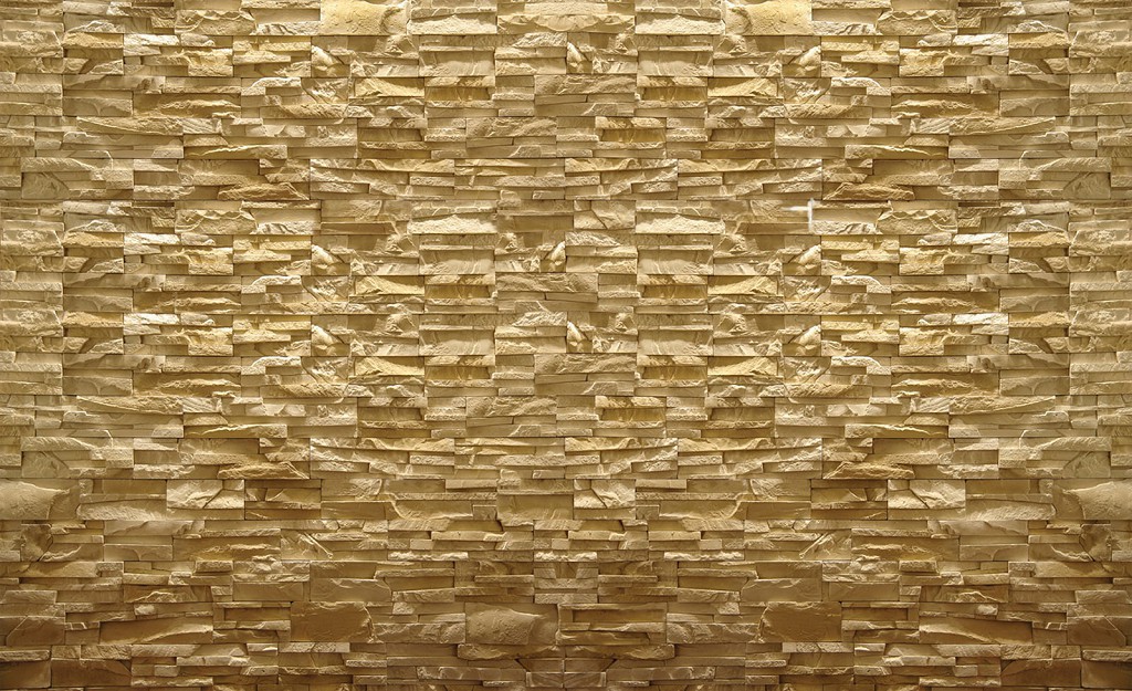 Флізелінові 3Д фотошпалери на всю стіну 368x254 см Коричнева стіна під декоративний камінь (1931V8)+клей