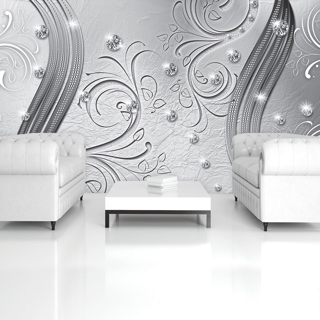 Флизелиновые фотообои абстракция 416x254 см Бриллианты и серебряные узоры (2009VEXXXL)+клей