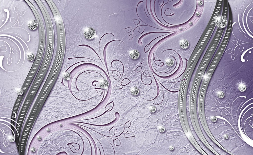 Флізелінові фотошпалери для спальні 416x254 см Діаманти на світло фіолетовому фоні (2012VEXXXL)+клей