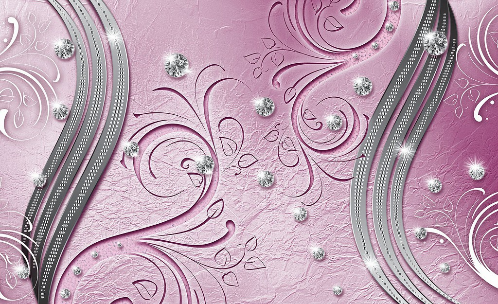 Флизелиновые фотообои на стену 312x219 см Бриллианты на светло розовом фоне (2013VEXXL)+клей