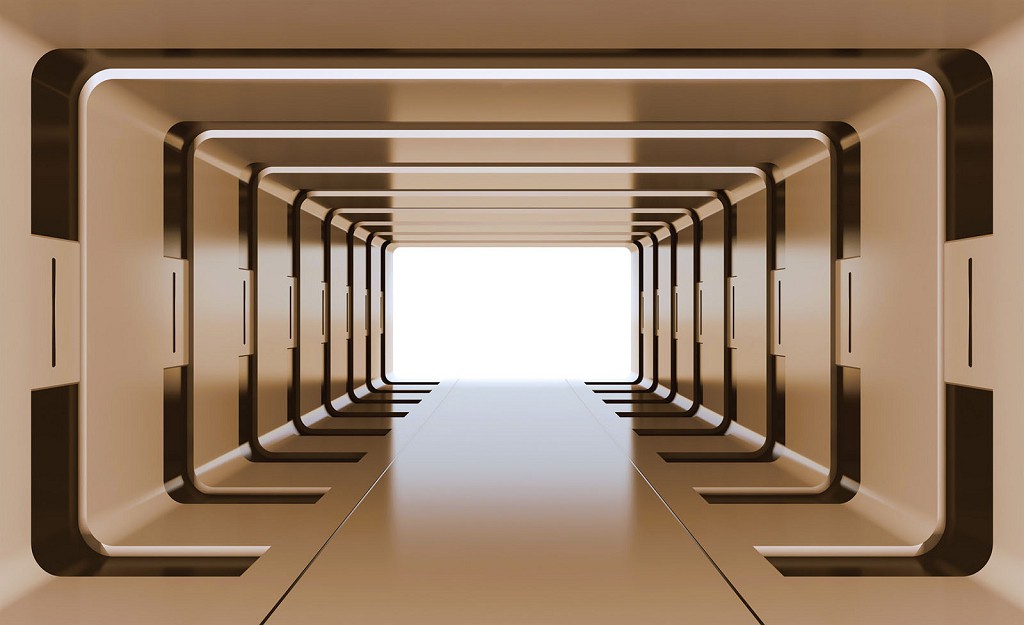 Флізелінові фотошпалери 416x290 см 3D тунель бежевого кольору (20192VEXXXXL) +клей