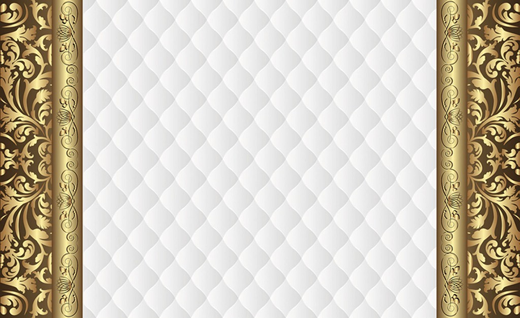 Флизелиновые фотообои в коридор 368x254 см Серый узор в золотой рамке (2027V8)+клей