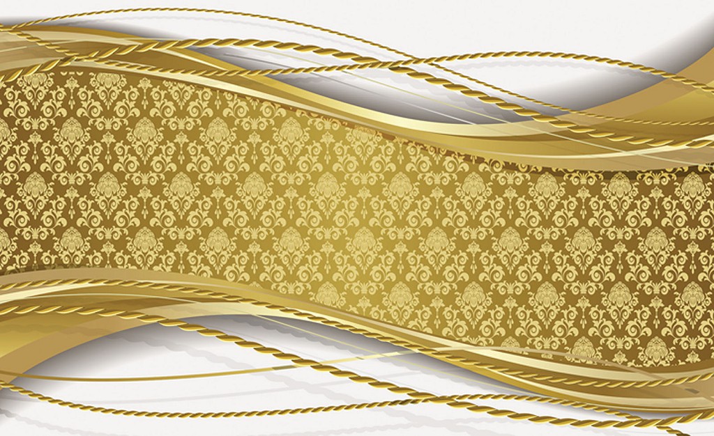 Флизелиновые фотообои в коридор 416x254 см Элегантный золотой узор (2034VEXXXL)+клей