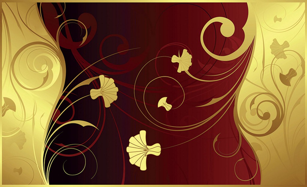 Флізелінові фотошпалери для спальні 368x254 см Жовті квіти на бордовий фон (2053V8)+клей