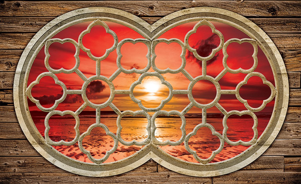 Красивые флизелиновые фотообои природа 254x184 см Вид из окна на океан (2061V4)+клей