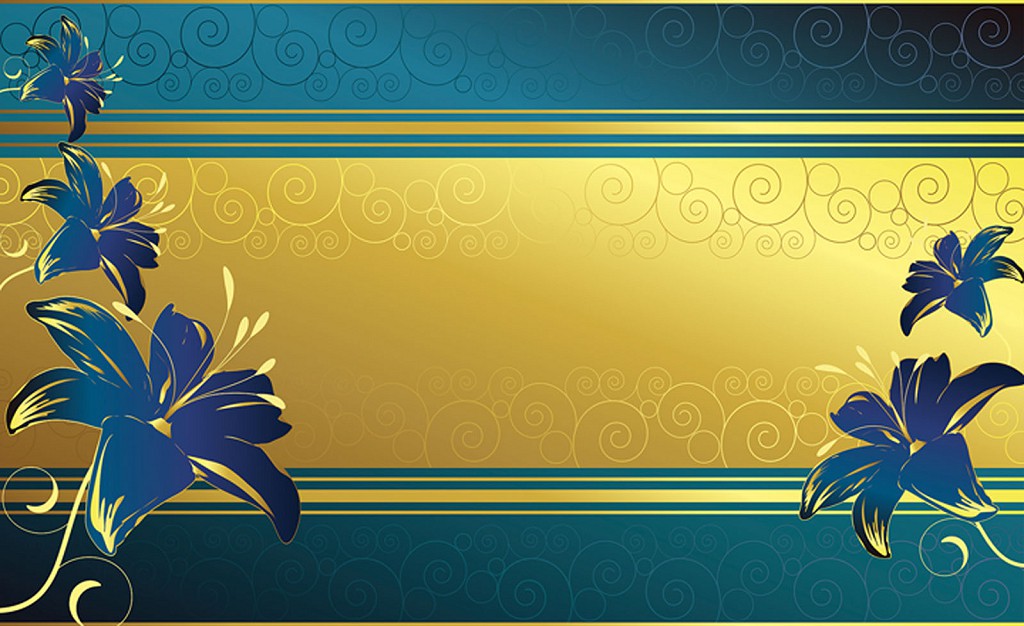 Флизелиновые фотообои в коридор 368x254 см Желто синие цветы и узоры (2084V8)+клей