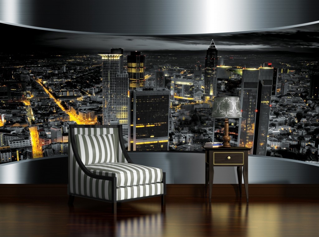 Готові флізелінові фотошпалери 254x184 см 3Д Вид на нічне місто (2206V4)+клей