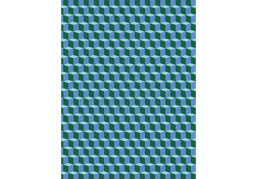 Флизелиновые фотообои фото 206x275 см 3Д Сине-зеленые кубики (2259VEA)+клей