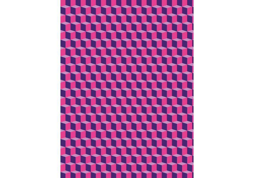 Флизелиновые фотообои в интерьере 184x254 см 3Д Фиолетово-розовые кубики (2260V4A)+клей