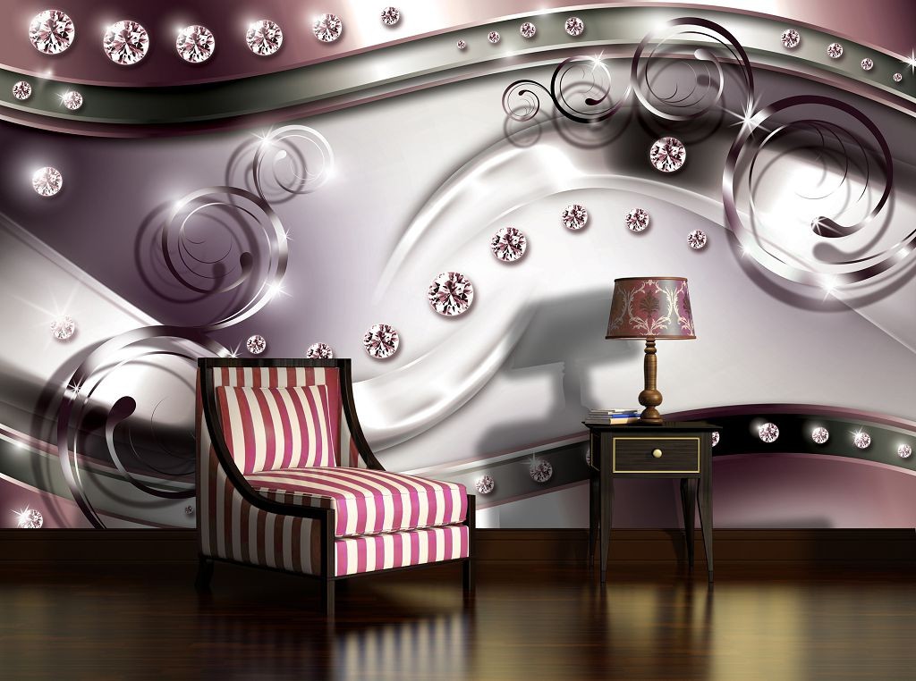 Флізелінові фотошпалери до спальні 312x219 см 3Д Діамантові візерунки (2270VEXXL)+клей