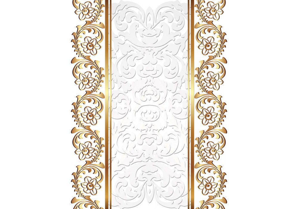 Готовые флизелиновые фотообои 206x275 см Золотой и белый орнамент (2290VEA)+клей