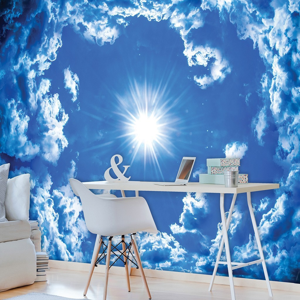 Фотообои флизелиновые на потолок 312x219 см Солнце и облака (2306VEXXL)+клей