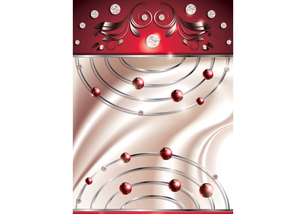 Флизелиновые фотообои абстракция в интерьере 184x254 см Бриллианты и шары на красном и белом фоне (2433V4A)+клей