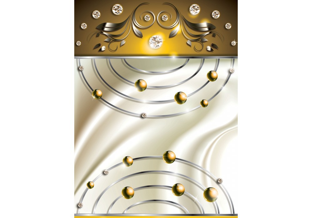 Флізелінові фотошпалери для зали 206x275 см Діаманти та кулі на жовтому та білому тлі (2434VEA)+клей