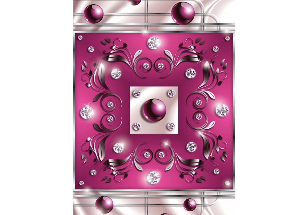 Флизелиновые фотообои для спальни 206x275 см Шары и бриллианты на темно-розовом и сером фоне (2441VEA)+клей