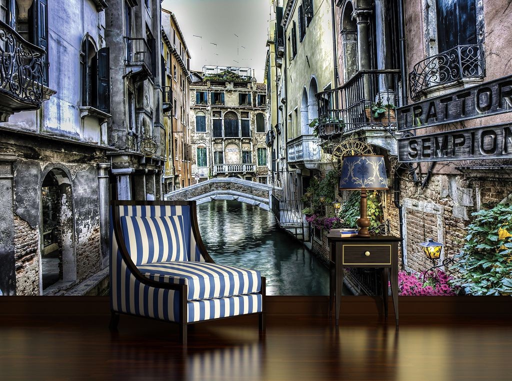 Флізелінові фотошпалери для кухні 416x254 см Стара вулиця у Венеції (1729VEXXXL)+клей