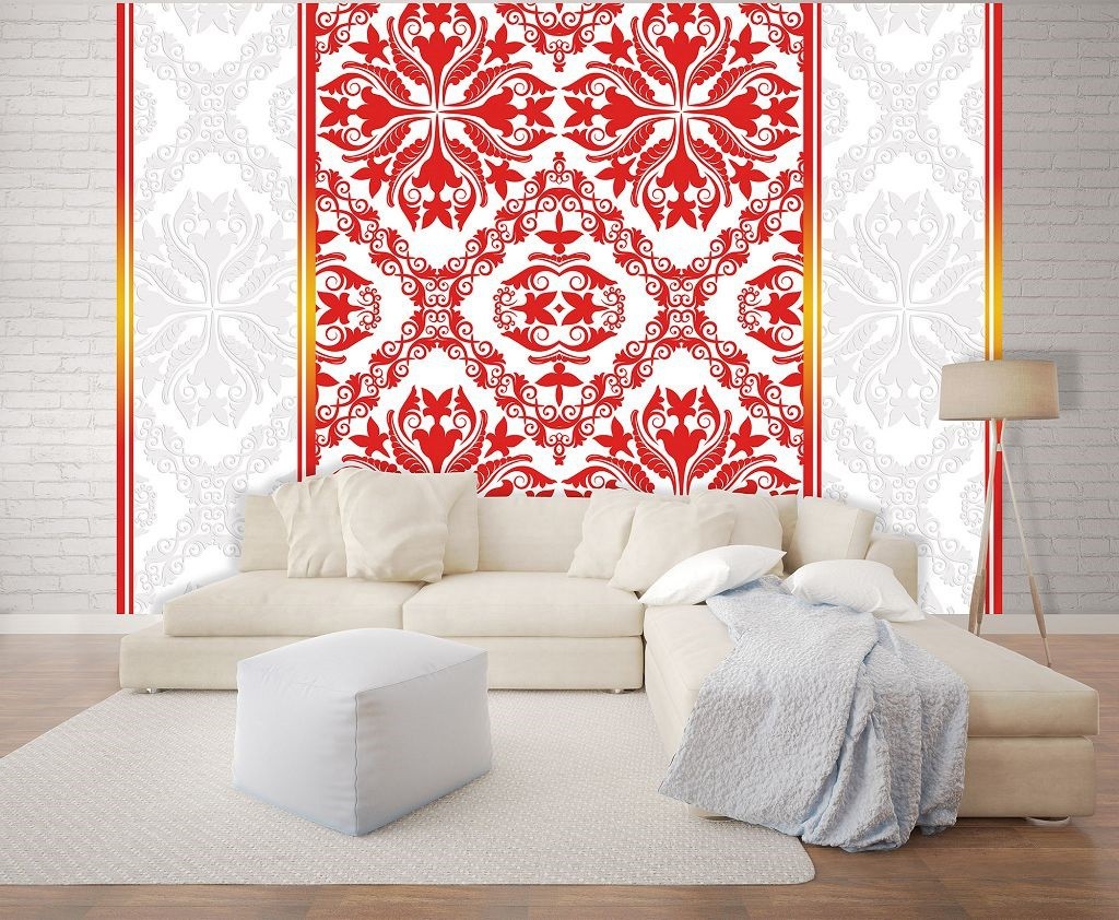 Флізелінові фотошпалери для кухні 254x184 см Червона вишиванка (2289V4)+клей