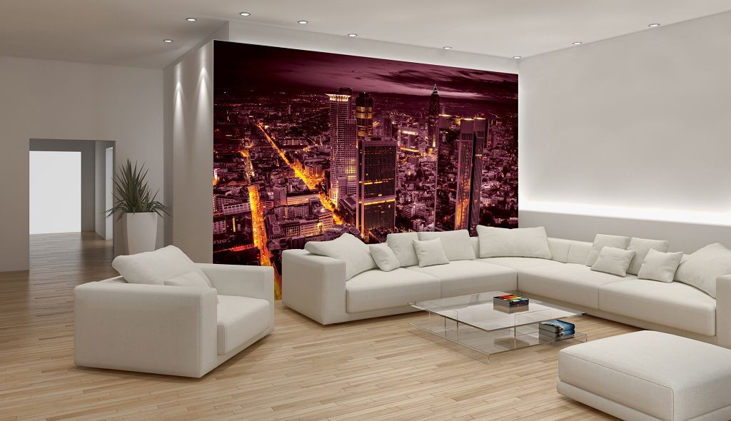 Флізелінові 3д фотошпалери міста світу 254x184 см Нічний сучасний мегаполіс не спить (331V4)+клей
