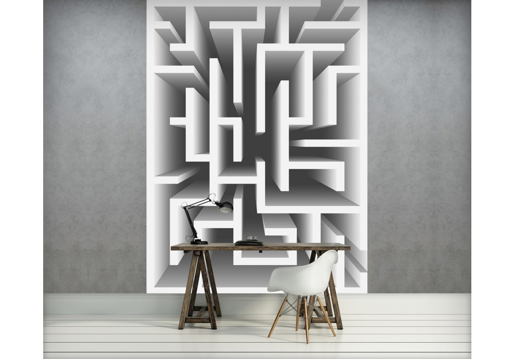 Флизелиновые фотообои абстракция в интерьере 184x254 см 3D Лабиринт (2455V4A)+клей