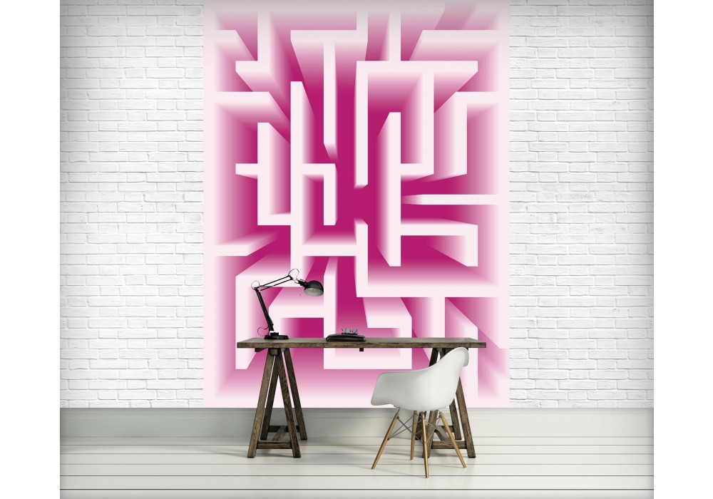 Флизелиновые фотообои красивые 184x254 см 3Д Розово-белый лабиринт (2456V4A)+клей