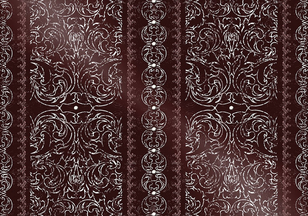 Флизелиновые фотообои 368x254 см Белый орнамент на бордовом фоне (2480V8)+клей