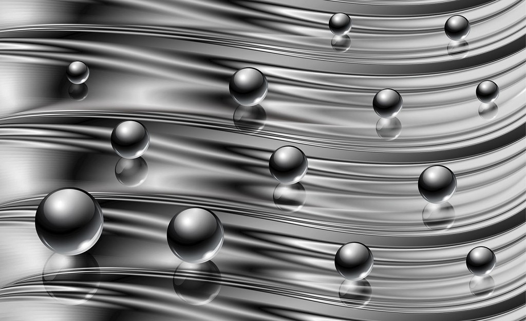 Флізелінові фотошпалери для кухні 416x254 см 3Д Чорно-білі сфери та хвилі (2486VEXXXL)+клей