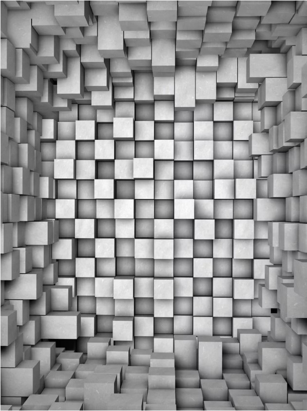 Флизелиновые фотообои 3d серые кубики 184x254 см Область в квадратах (2505V4A)+клей