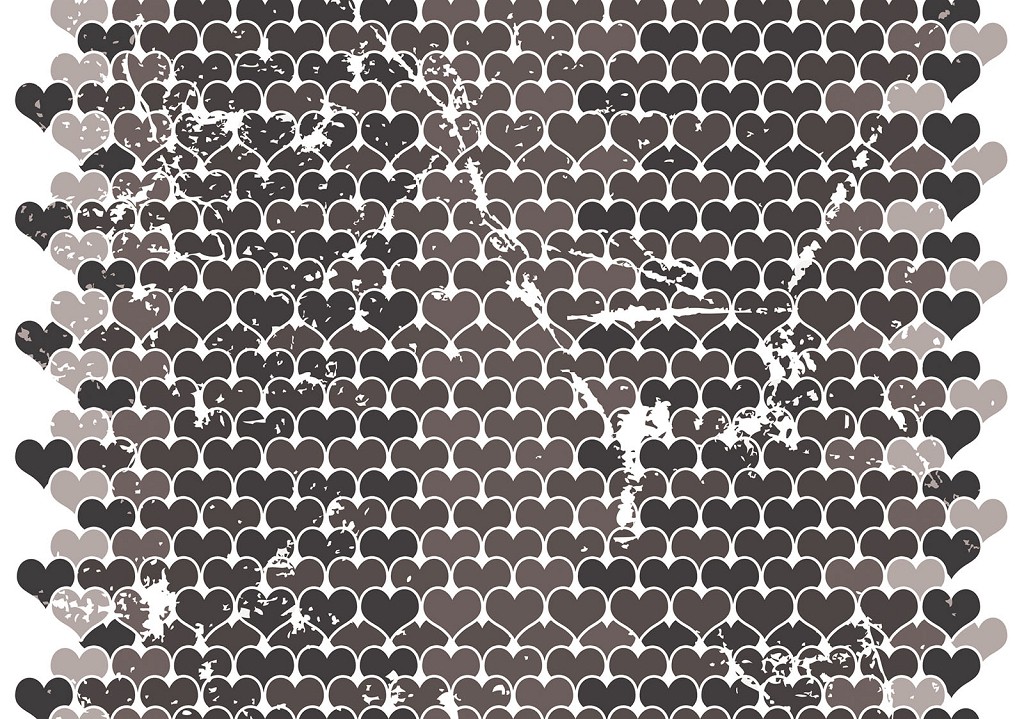 Флизелиновые фотообои 416x254 см Абстракция сердечки в темно-серой цветовой гамме (2510VEXXXL) +клей