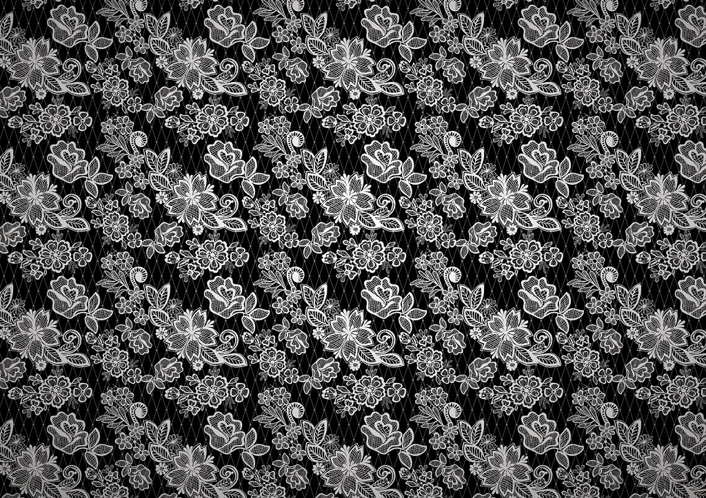 Флизелиновые фотообои для зала 254x184 см Черно-белая вышивка цветами (2529V4)+клей