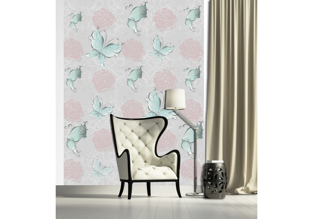 Флизелиновые фотообои на всю стену 184x254 см Бабочки и цветы (2550V4A)+клей