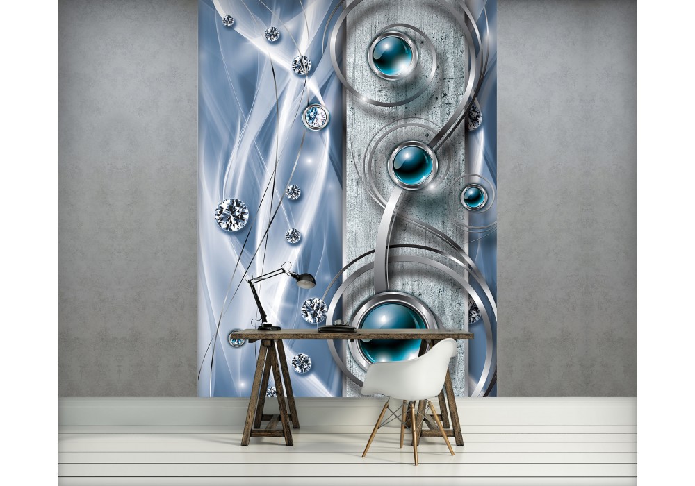 Готові флізелінові фотошпалери 206x275 см Сині кулі діаманти та вензелі (2596VEA)+клей