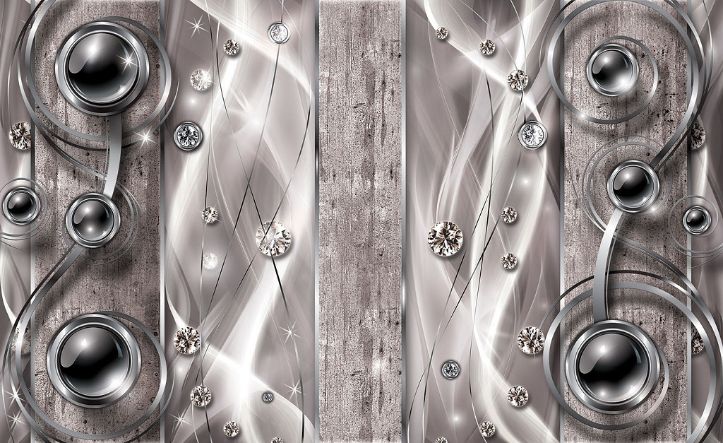 Флізелінові фотошпалери фото 416x254 см Чорні кулі діаманти та вензелі (2597VEXXXL)+клей