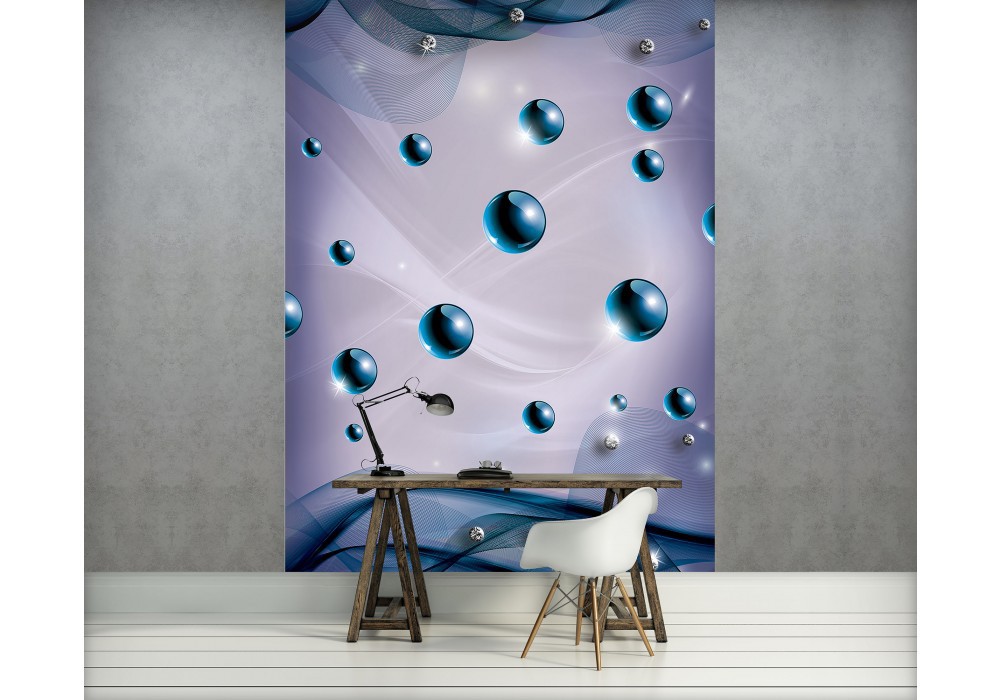 Флізелінові фотошпалери в коридор 184x254 см Сині кулі на світлому фоні (2605V4A)+клей