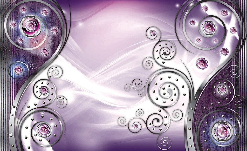 Красиві флізелінові фотошпалери на кухню 416x254 см Вензеля на фіолетовому фоні (2606VEXXXL)+клей