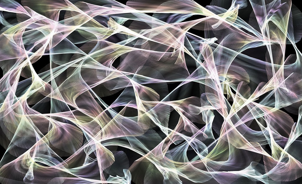 Флизелиновые фотообои в коридор 312x219 см Абстрактные хаотичные волны на темном фоне (2609VEXXL)+клей