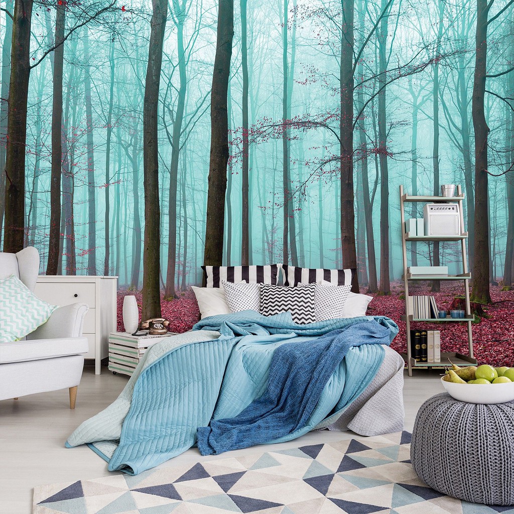 Флизелиновые 3д фотообои 416x254 см Осенний лес в тумане (2657VEXXXL)+клей