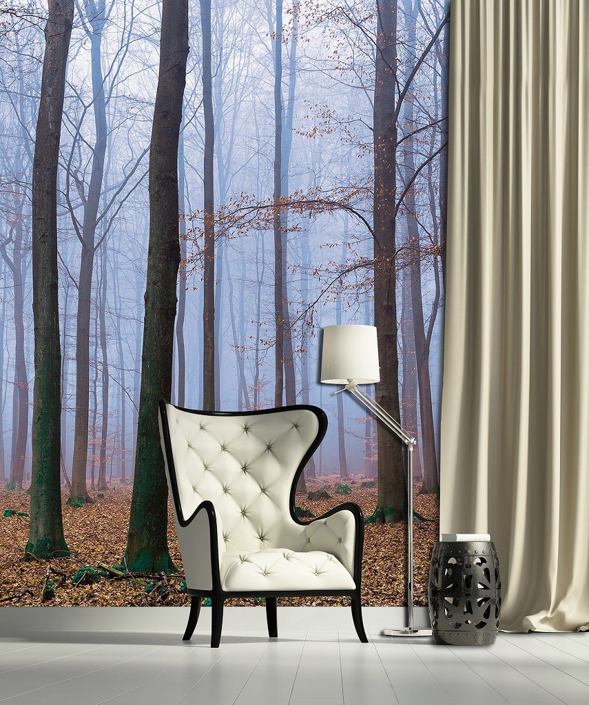 Флизелиновые 3д фотообои с природой 206x275 см Осенний туманный лес (2658VEA)+клей
