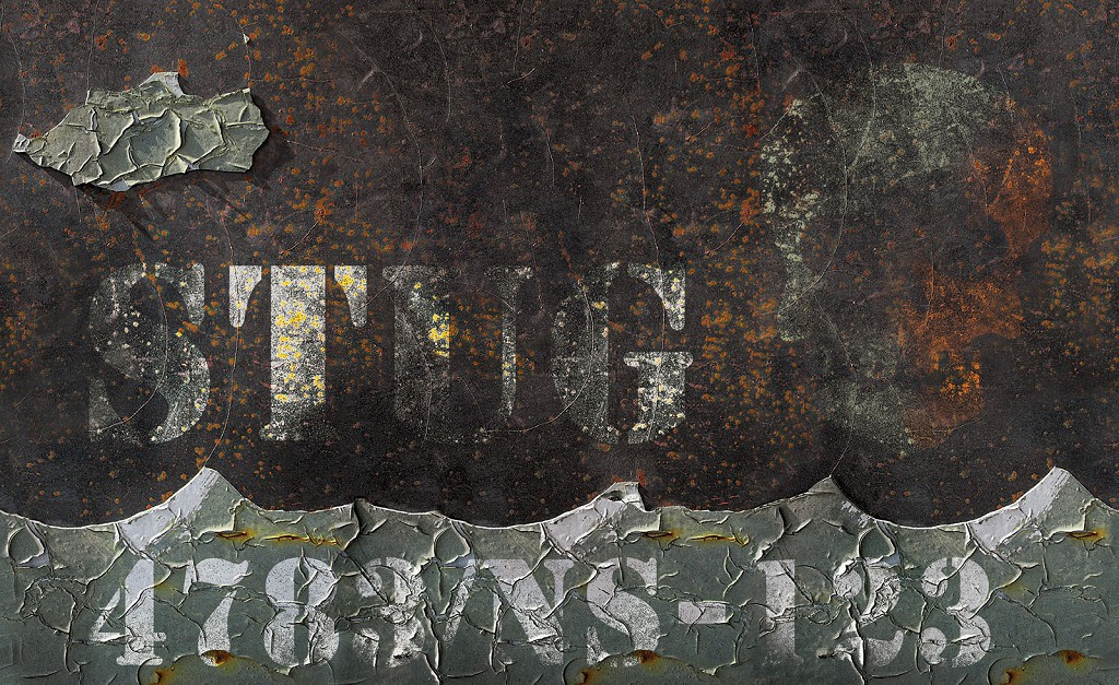 Флизелиновые фотообои буквы стиль лофт 368x254 см Ржавчина STUG (2703V8) +клей