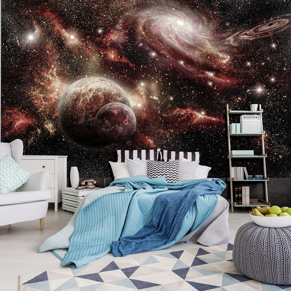 Флізелінові 3д фотошпалери космос 416x254 см Світиться Всесвіт (2733VEXXXL)+клей