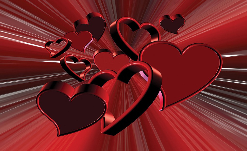 Абстрактные флизелиновые 3д фотообои 312x219 см красные сердца (277VEXXL)+клей