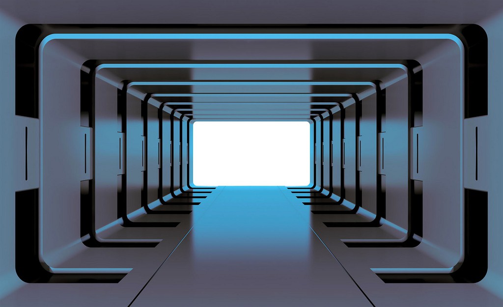 Флізелінові фотошпалери 312x219 см Синій 3D-тунель (2799VEXXL)+клей