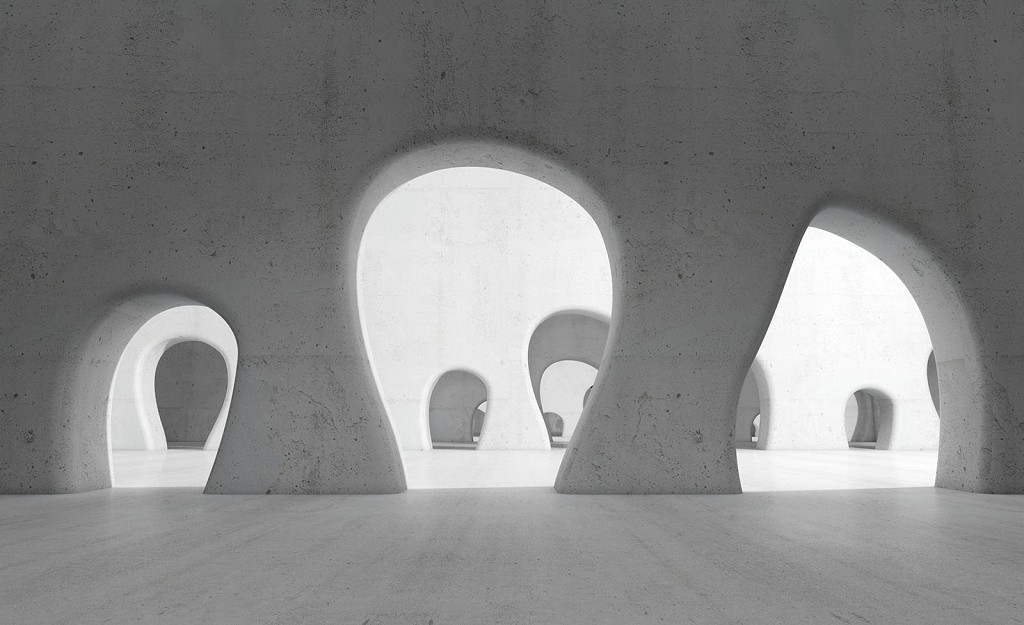 Флізелінові фотошпалери на кухню 254x184 см 3D Сучасна абстрактна архітектура (2805V4)+клей