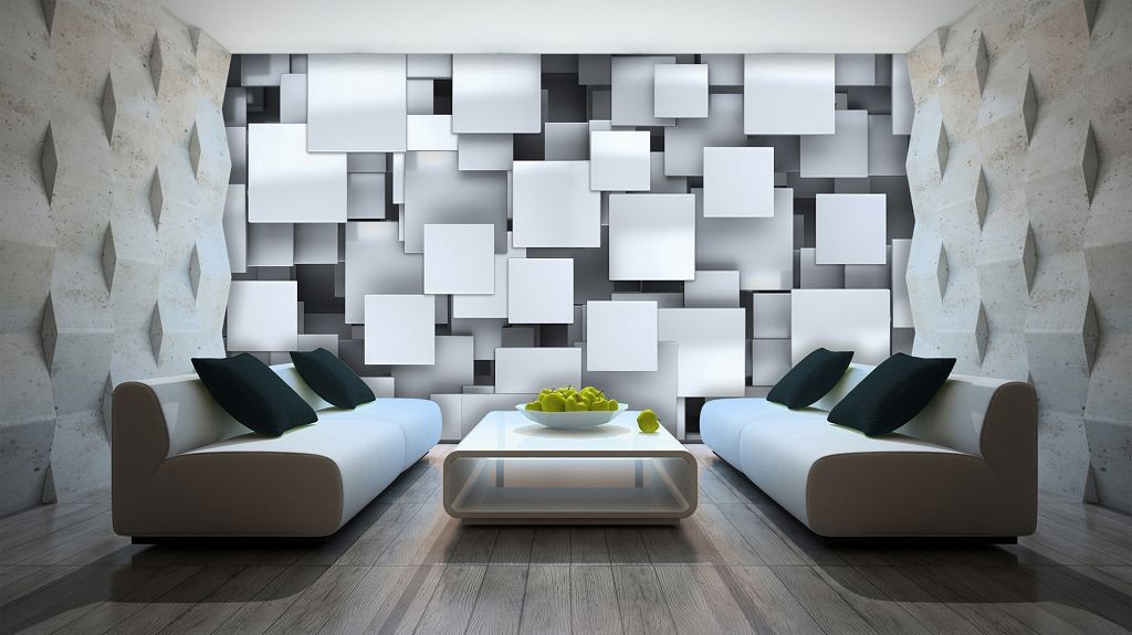 Фотообои флизелиновые 3D 416x254 см Серые абстрактные квадраты (2808VEXXXL)+клей